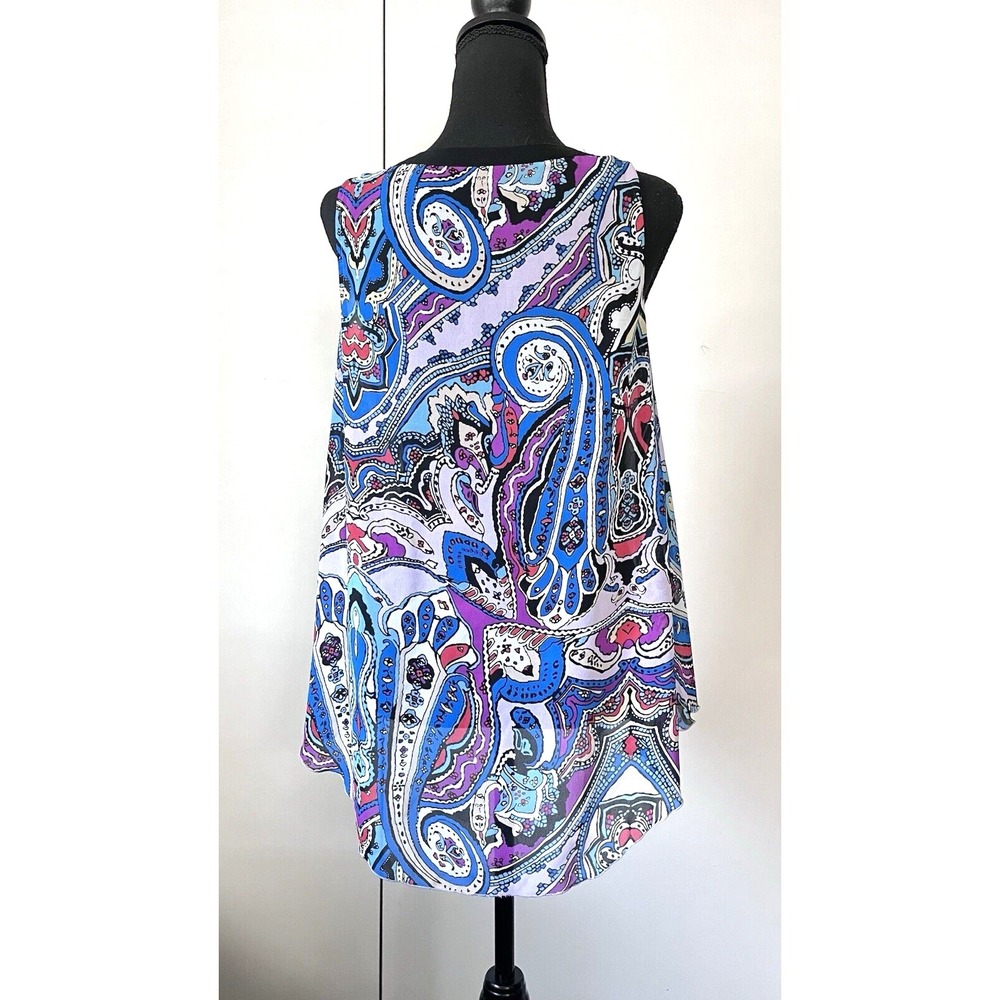 Nicole Miller Paisley Boho Blouse Women M Sleeveless Flowy Lightweight Festival - Picture 5 of 6